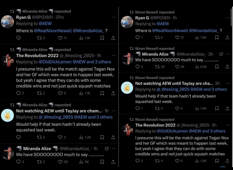 Nixon Newell & Miranda Alize Share Fan Criticism Of AEW Booking